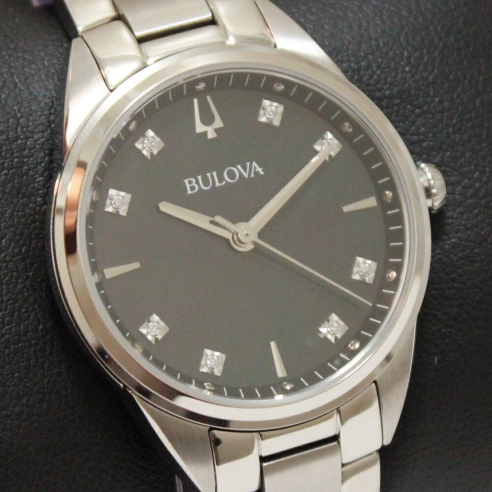 Bulova Sutton Ladies Watch Diamond Indices Black Mother Of Pearl Dial 33mm - Picture 8 of 13